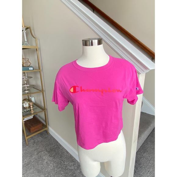 Champion Hot pink crop top with red logo, size XS - Picture 11 of 12